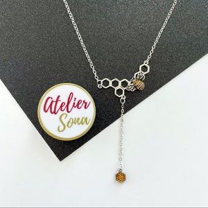 Honeycomb & Bee - Dangling Bee Hive Necklace
